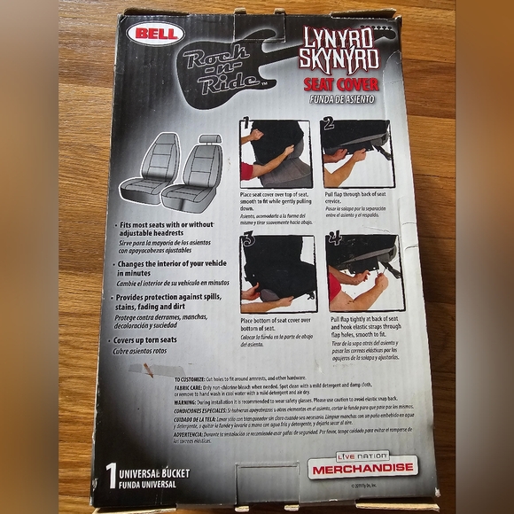 Lynyrd Skynyrd Rockn Ride Black BellBrand Universal Bucket Seat Cover New in Box - Picture 11 of 13